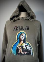 SWEAT A CAPUCHE "LOVE IS THE ANSWER" (KAKI) XL