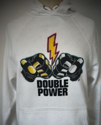 SWEAT A CAPUCHE "DOUBLE POWER" (BLANC) XL